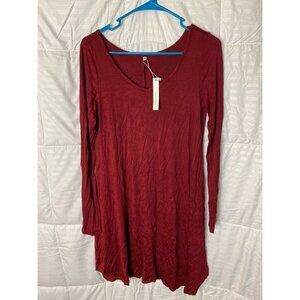 DEARCASE WOMENS NEW NWT BURGUNDY DRESS SHIFT DRESS SIZE SMALL 2/4